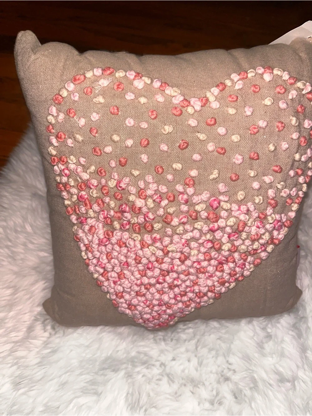 Bella Luxx Brown Pillow with Pink Coral  Heart